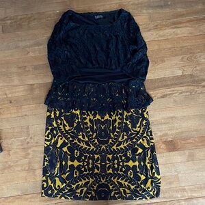 Vintage Elegant GiGi black and Gold plus size Long Sleeve size 14/16 Dress